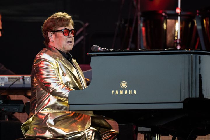 Elton on the Pyramid Stage during his headline set at last month's Glastonbury