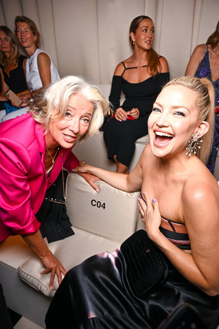 Dame Emma Thompson and Kate Hudson attend the Giorgio Armani Privé Haute Couture Fall/Winter 2023/2024 show