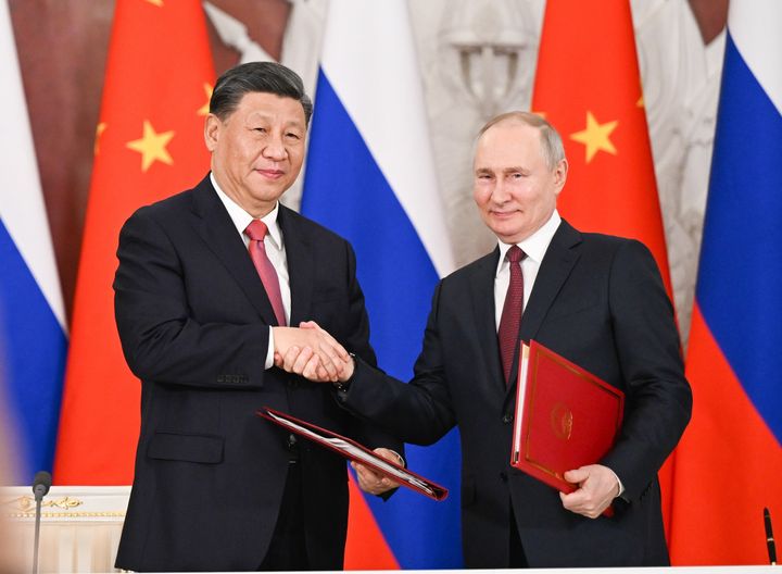 Chinese President Xi Jinping and Russian President Vladimir Putin when they met up in March.
