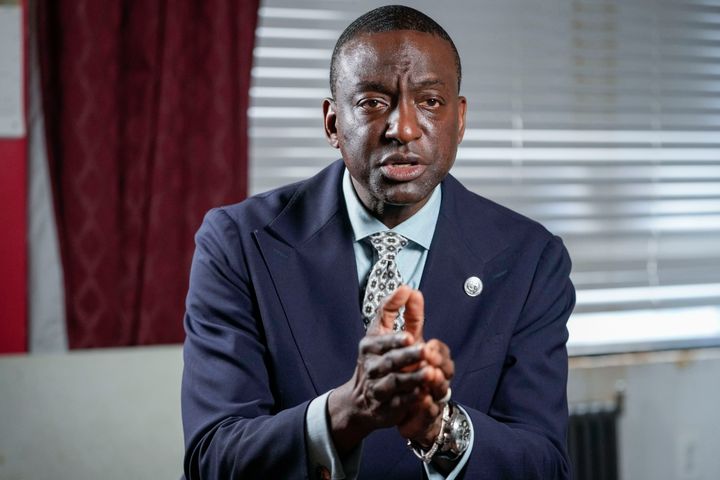 FILE - New York City Council candidate Yusef Salaam speaks during an interview with The Associated Press, May 24, 2023, in New York. (AP Photo/Mary Altaffer, File)