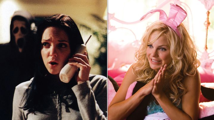 Anna Faris in "Scary Movie," (left) and in "The House Bunny."