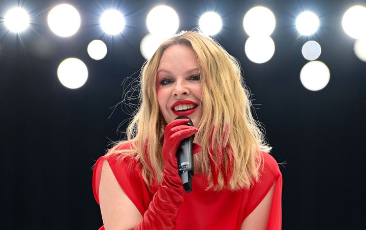 Kylie Minogue performing at Wembley Stadium earlier this year