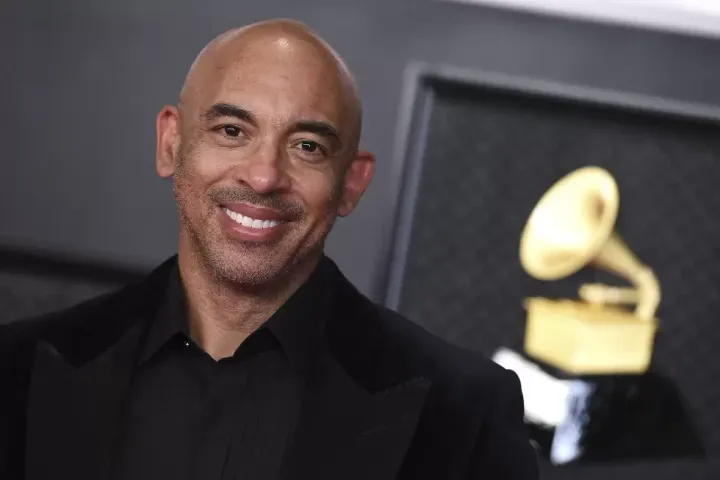 Harvey Mason jr., CEO of The Recording Academy, appears at the 63rd annual Grammy Awards in Los Angeles on March 14, 2021. 