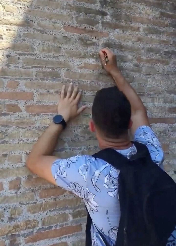 Ivan Danailov Dimitrov was caught etching his and his girlfriend’s names into the Colosseum’s walls with a key in June.