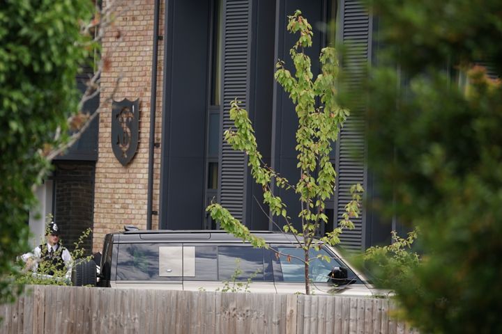 A Land Rover Defender is seen inside the grounds of The Study Preparatory School in Camp Road, Wimbledon.