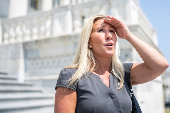 Rep. Marjorie Taylor Greene is seen outside the U.S. Capitol on June 15.