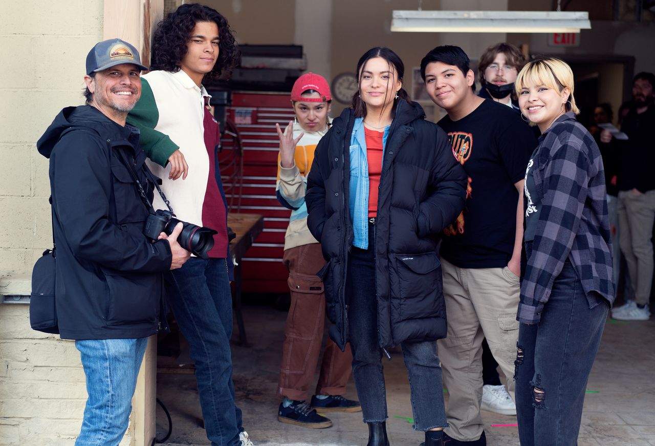 Photographer Shane Brown with primary cast members D'Pharoah Woon-A-Tai, Paulina Alexia, Devery Jacobs, Lane Factor and Elva Guerra.
