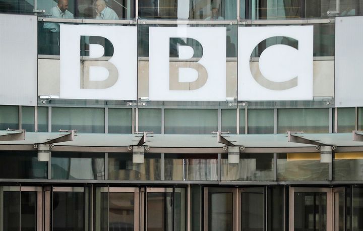 FILE - The BBC sign is seen outside the entrance of the headquarters of the publicly funded media organization, July 19, 2017, in London. U.S. and British cybersecurity officials warned Wednesday, June 7, 2023, that a Russian cyber-extortion gang's hack of a file-transfer program popular with corporations could have widespread global impact. Initial data-theft victims include the BBC, British Airways and Nova Scotia's government. (AP Photo/Frank Augstein, File)