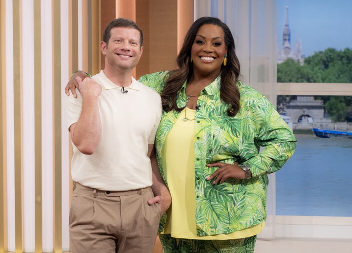 Editorial use onlyMandatory Credit: Photo by Ken McKay/ITV/Shutterstock (13972205v)Dermot O'Leary, Alison Hammond'This Morning' TV show, London, UK - 16 Jun 2023