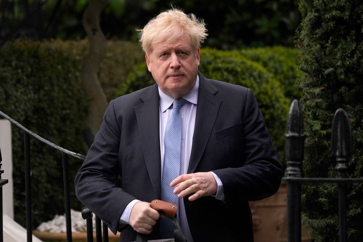 Boris Johnson leaves his house in London.