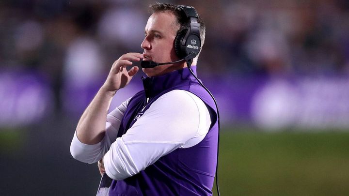 Northwestern coach Pat Fitzgerald reacts after a Michigan State touchdown on Sept. 3, 2021, at Ryan Field in Evanston, Illinois. (Chris Sweda/Chicago Tribune/Tribune News Service via Getty Images)