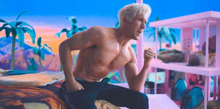 Ryan Gosling as Ken during his big number in the new Barbie film
