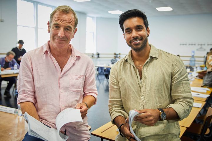 Robson Green and Rishi Nair behind the scenes of Grantchester
