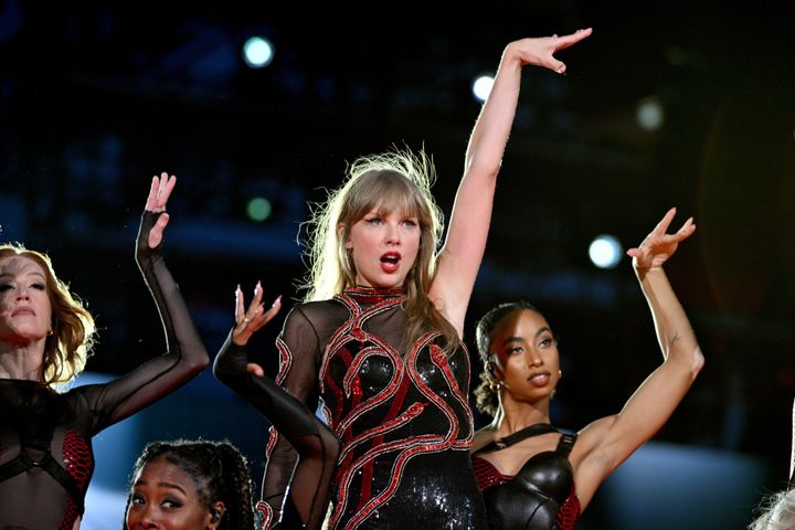 Taylor Swift performs on stage on July 8 in Kansas City, Missouri.