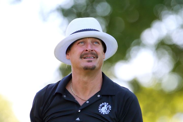 Kid Rock watches his shot during a celebrity golf challenge in Michigan on Sept. 14, 2019. The musician was a vocal critic of Anheuser-Busch after the brand announced its partnership with a popular trans influencer. However, it appears his Nashville bar still pours Bud Light.