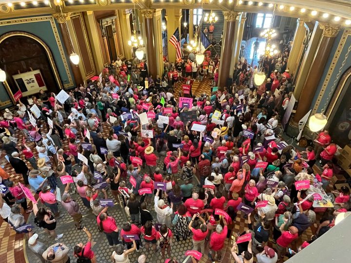 Just after 11 p.m., lingering protesters in the gallery booed and yelled “shame” to state senators in the minutes after the bill was approved.