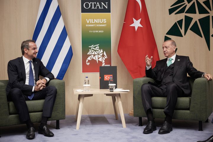 Στιγμιότυπο από την συνάντηση του Πρωθυπουργού με τον Πρόεδρο της Τουρκίας