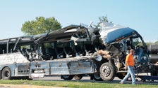 3 Dead, 14 Injured After Greyhound Bus Crashes Into Tractor-Trailers, Police Say