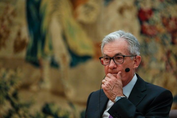 Federal Reserve Chairman Jerome Powell, pictured here attending a meeting at the Spain's Central Bank in Madrid, Spain, on June 29, will lead central bank policymakers in deciding whether to raise interest rates again later this month.