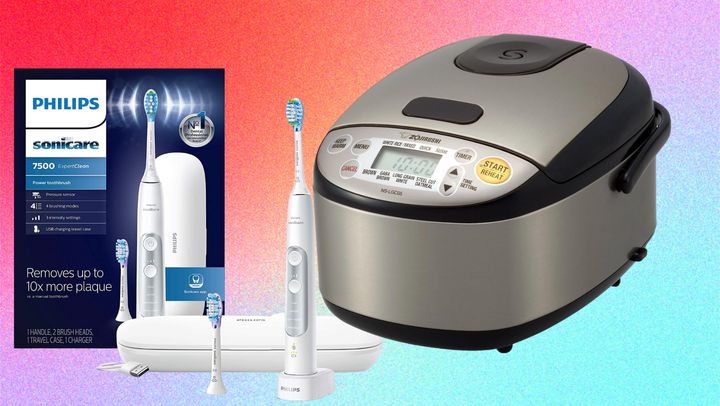 A Philips Sonicare electric toothbrush and a rice cooker by Zojirushi