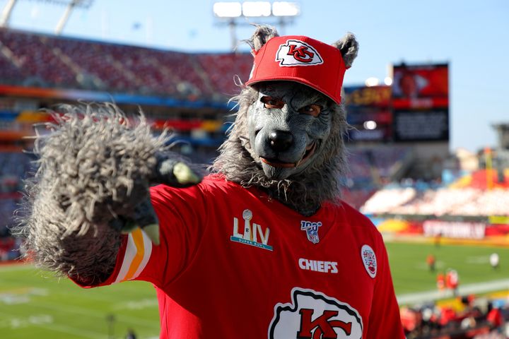 Kansas City Chiefs fan Xavier Babudar attends Super Bowl LV on Feb. 7, 2021, in Tampa, Florida. 