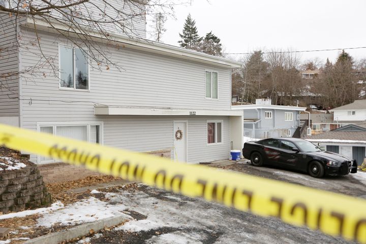 The Moscow, Idaho, residence where students Ethan Chapin, Madison Mogen, Xana Kernodle and Kaylee Goncalves were found dead on Nov. 13 is roped off amid investigations in January.
