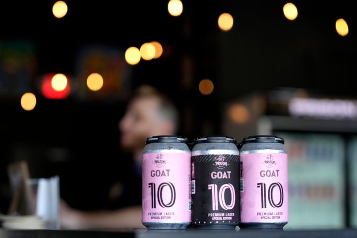 Beer brewed by the Prison Pals Brewery, labeled GOAT 10 in honor of the Argentine soccer legend.