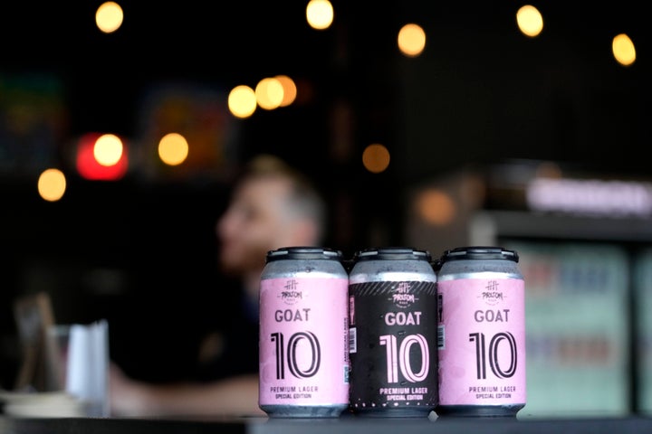 Beer brewed by the Prison Pals Brewery, labeled GOAT 10 in honor of the Argentine soccer legend.