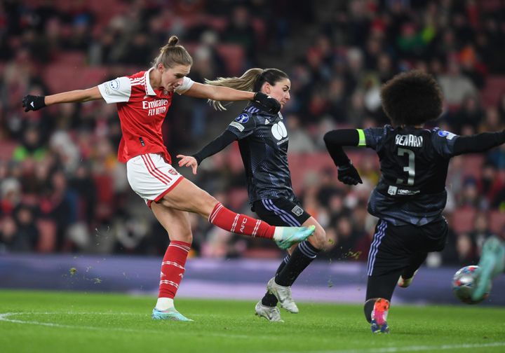 Vivianne Miedema, pictured in a match for of Arsenal, will not be on the Netherlands side when the 2019 runnerup squad returns to the Women's World Cup this month because of an ACL tear.