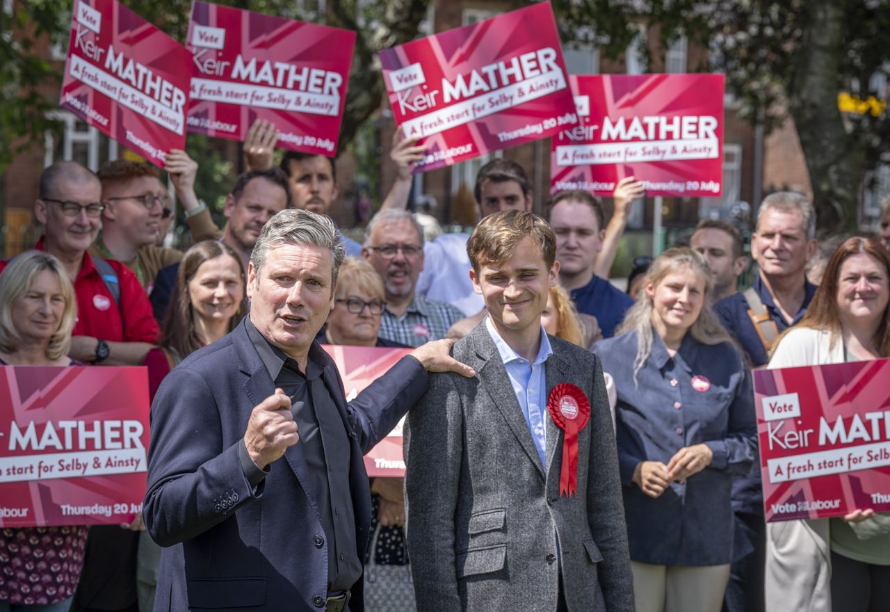 Labour leader Keir Starmer with Keir Mather, Labour's candidate in Selby.
