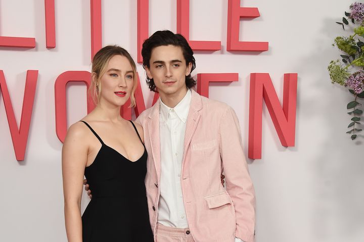 Saoirse Ronan and Timothée Chalamet looking – it has to be said – not unlike Barbie and Ken at a Little Women photocall