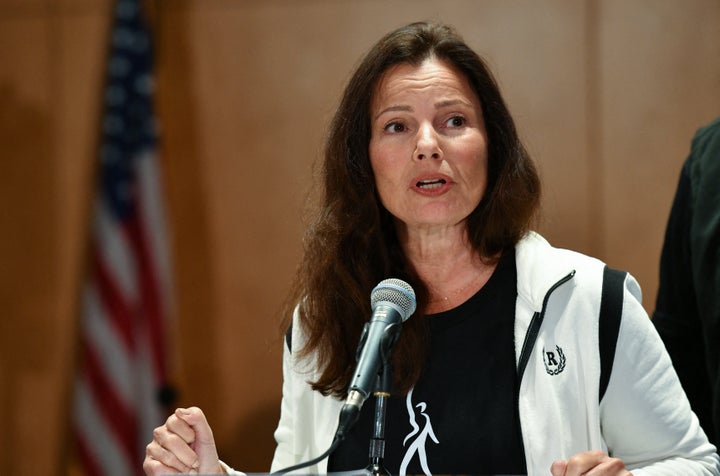 SAG-AFTRA President Fran Drescher speaks during a press conference on July 13, 2023 in Los Angeles, California.