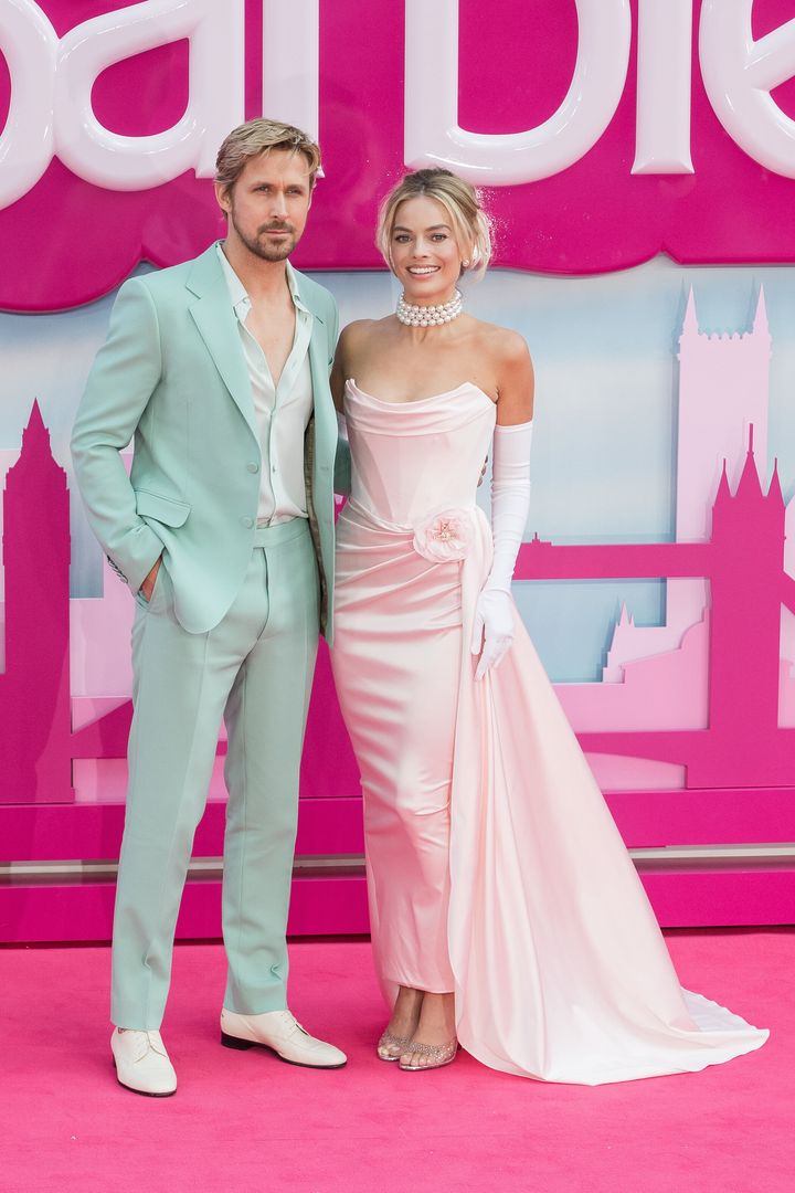 Ryan Gosling and Margot Robbie at the premiere of "Barbie" in London, United Kingdom on July 12, 2023. The actor recently shared that his daughters were confused as to why he was cast as Ken in the film.