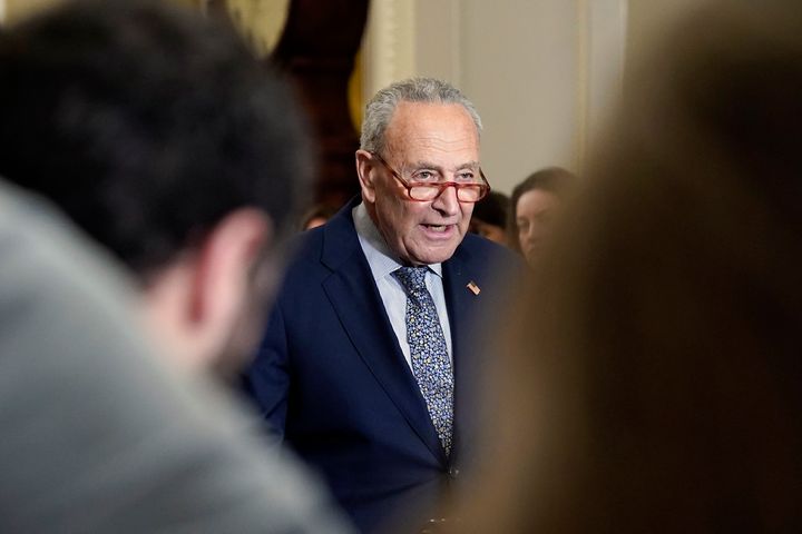 Senate Majority Leader Chuck Schumer, seen on Tuesday, is supporting legislation that would amend the National Defense Authorization Act and require the release of classified records related to unidentified anomalous phenomena.