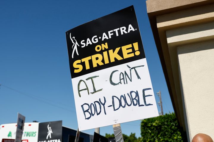 A strike sign that reads: "AI can't body-double."