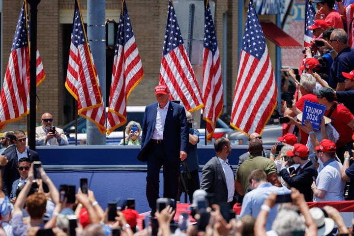 Donald Trump at a campaign rally in Pickens, South Carolina, on July 1, 2023. 