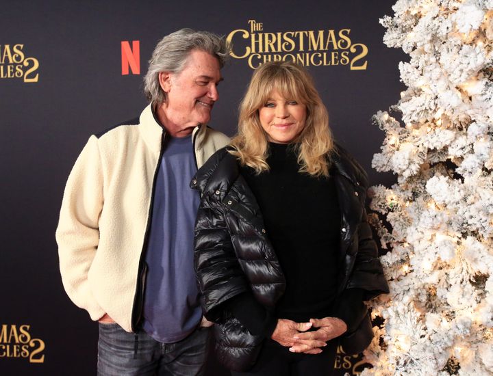 Kurt Russell and Goldie Hawn at the premiere of their film The Christmas Chronicles: Part Two