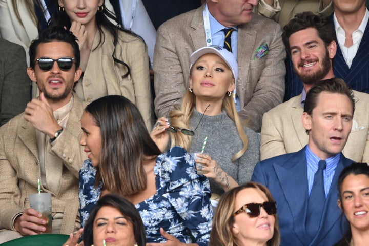 Jonathan Bailey, Ariana Grande, Andrew Garfield and Tom Hiddleston at Wimbledon