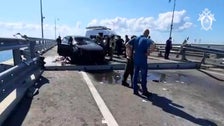 Ukrainian Sea Drones Blow Up Section Of Key Crimea Bridge, Russia Says