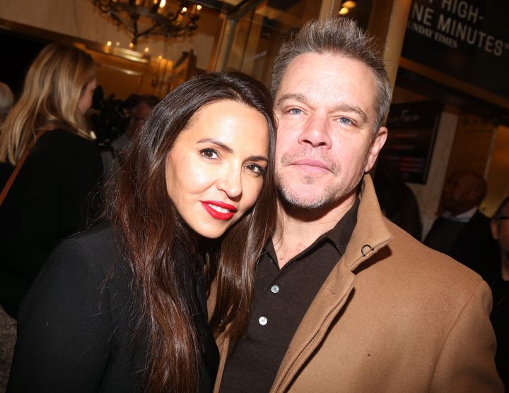 Matt Damon and his wife, Luciana Barroso, attend opening night of the play "Prima Facie" on Broadway on April 23, 2023.