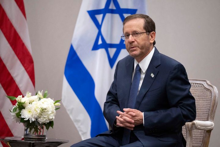 Israeli President Isaac Herzog speaks at a Tuesday meeting with U.S. Secretary of State Antony Blinken in Washington, D.C.