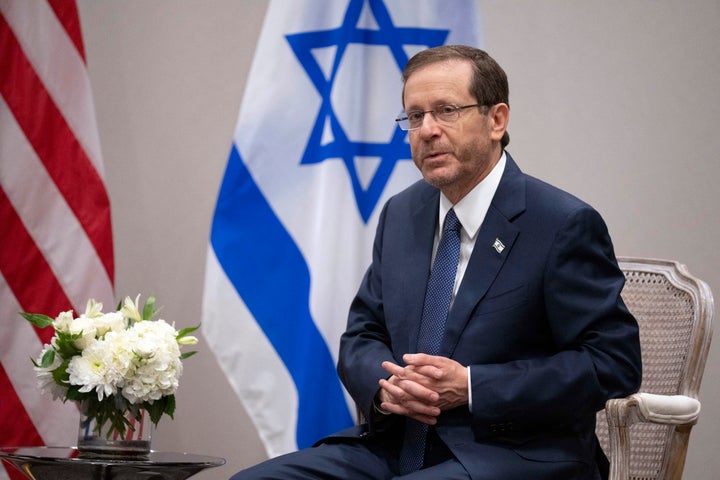 Israeli President Isaac Herzog speaks at a Tuesday meeting with U.S. Secretary of State Antony Blinken in Washington, D.C.