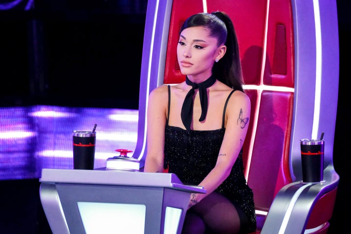 Ariana Grande on the set of The Voice