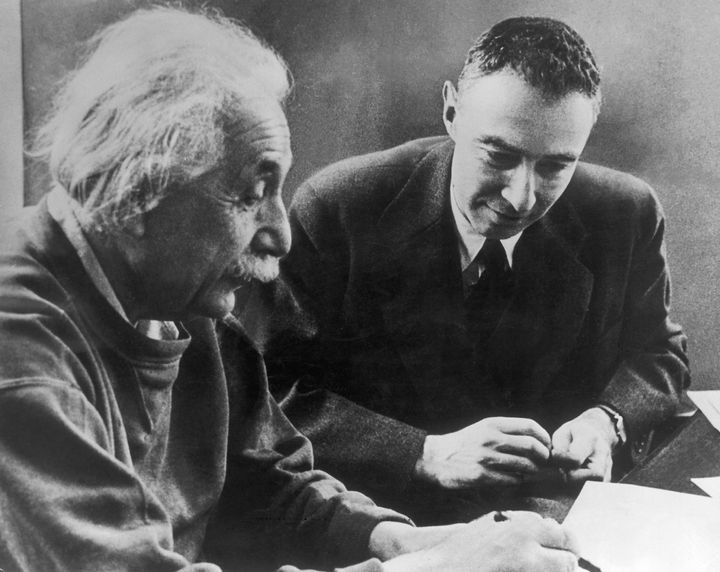 Oppenheimer pictured with Albert Einstein in 1947