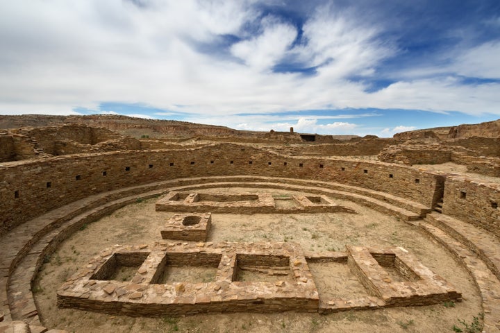 Great Kiva at Pueblo Bonito Ruin is shown at Chaco Culture National Historic Park, New Mexico/