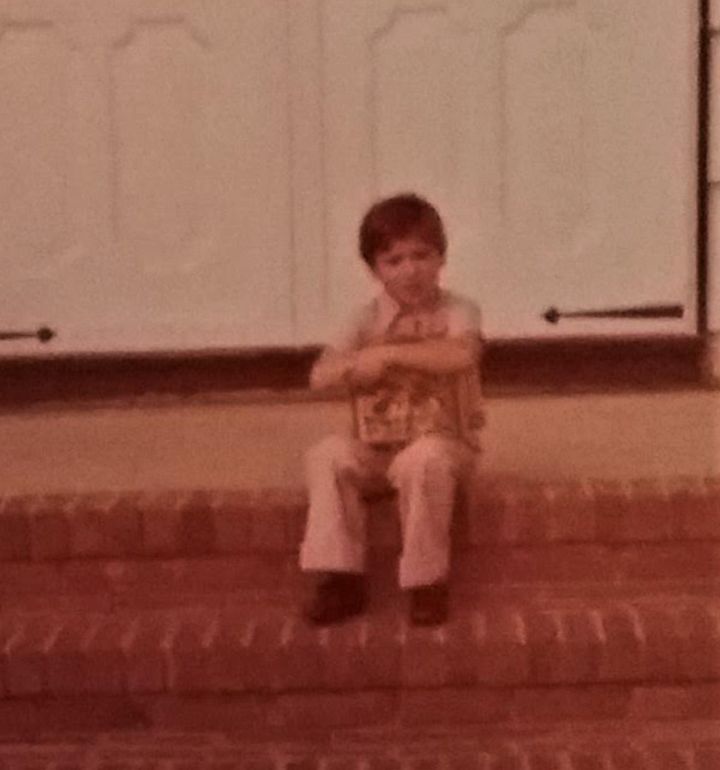 The author on the front porch of his family's house in Freehold, New Jersey, on Sept. 5, 1973, his first day of kindergarten.
