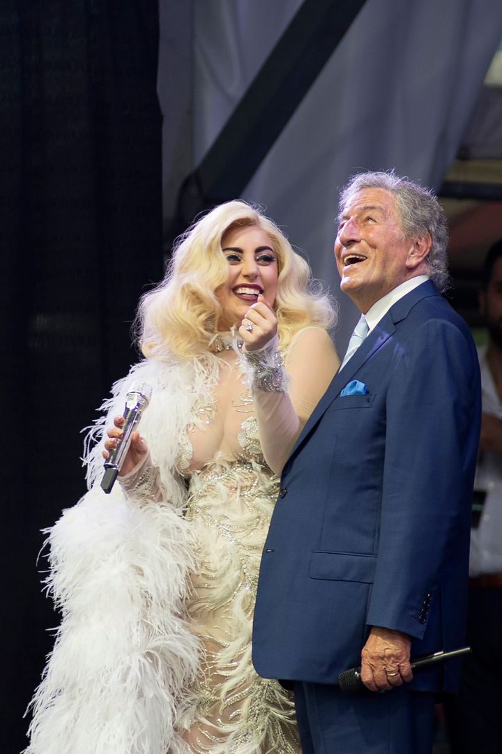 Lady Gaga and Tony Bennett on stage together in 2015