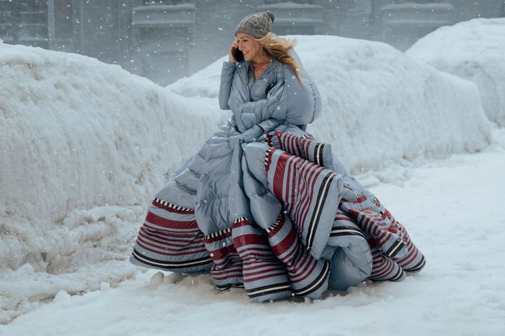 Carrie (Sarah Jessica Parker) trekking through the snow in this week's episode of "And Just Like That..."