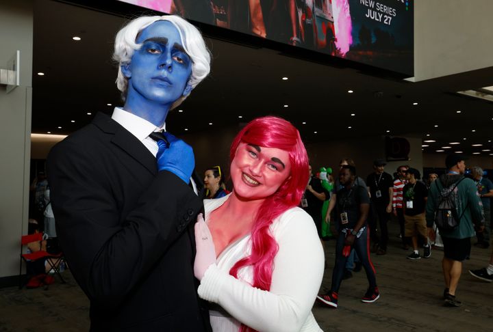 Burbank, California, residents Harrison Innocent, left, dressed as Hades, and Natalie Kwant, dressed as Persephone.