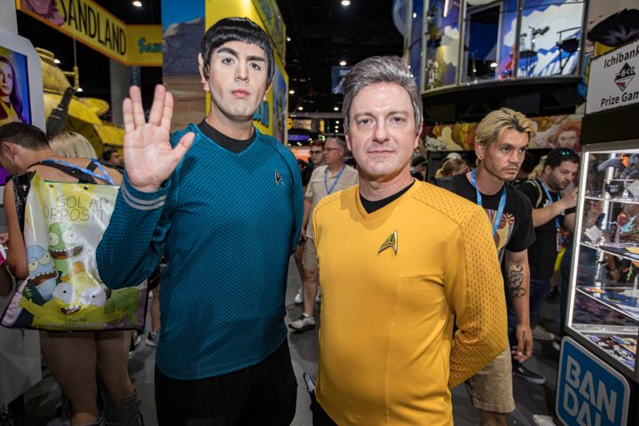 Star Trek cosplayers Brian Robison Captain Pike (left) and Rick Navarro as Spock.
